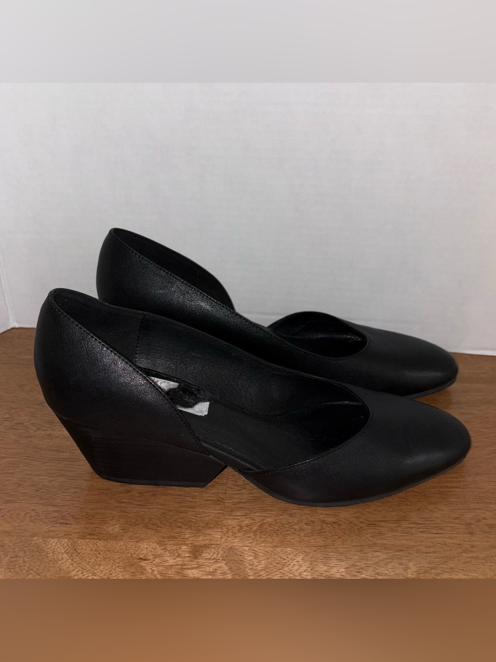 Eileen Fisher Lily Half D'Orsay Leather Black Pumps Women's Size 9